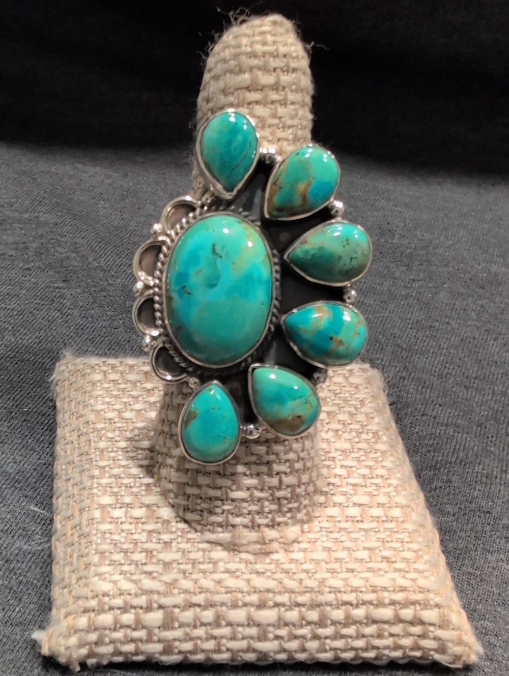 Turquoise Statement Ring - Blue Green Teardrop Cluster